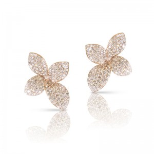 PASQUALE BRUNI 18K ROSE GOLD GIARDINI SEGRETI EARRINGS WITH WHITE AND CHAMPAGNE DIAMONDS