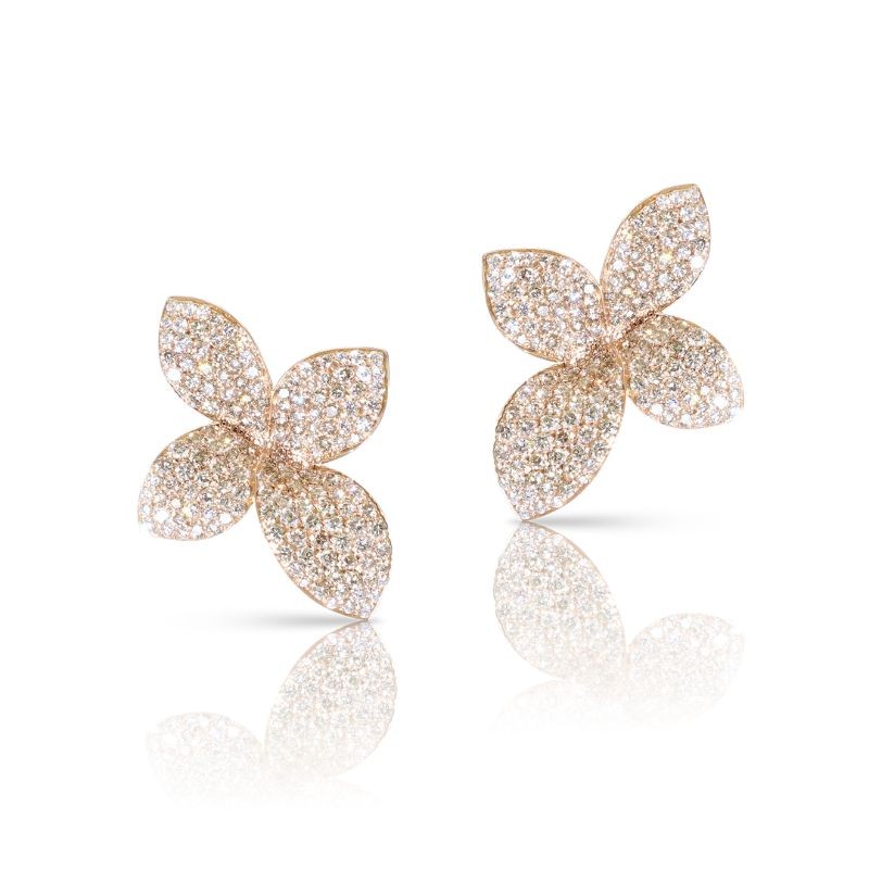 PASQUALE BRUNI 18K ROSE GOLD GIARDINI SEGRETI EARRINGS WITH WHITE AND CHAMPAGNE DIAMONDS
