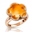 PASQUALE BRUNI  18K ROSE GOLD BON TON RING WITH DIAMONDS AND CITRINE