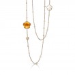 PASQUALE BRUNI 18K ROSE GOLD BON TON DIVINE  SAUTOIR WITH DIAMONDS, CITRINE & WHITE QUARTZ