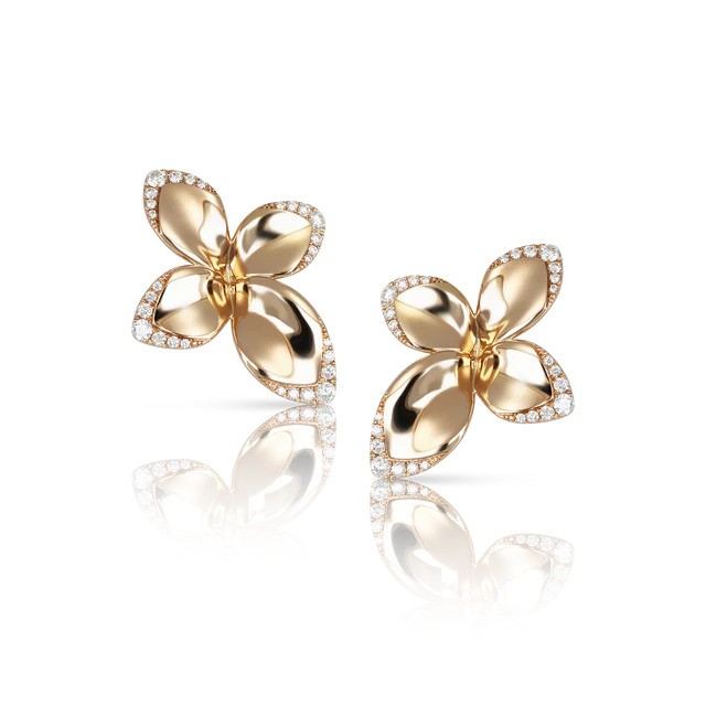 PASQUALE BRUNI 18K ROSE GOLD GIARDINI SEGRETI FLOWER EARRINGS WITH DIAMONDS