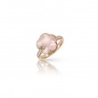 PASQUALE BRUNI 18K ROSE GOLD PETIT JOLI RING WITH PINK CHALCEDONY AND WHITE MOONSTONE DOUBLET, WHITE AND CHAMPAGNE DIAMONDS