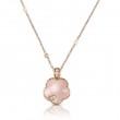PASQUALE BRUNI 18K ROSE GOLD PETIT JOLI LUNAIRE NECKLACE WITH PINK CHALCEDONY AND WHITE MOONSTONE DOUBLET, AND WHITE AND CHAMPAGNE DIAMONDS