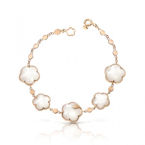 PASQUALE BRUNI 18K ROSE GOLD TON JOLI LUNAIRE BRACELET WITH PEARL OF THE MOON GEMSTONE AND DIAMONDS