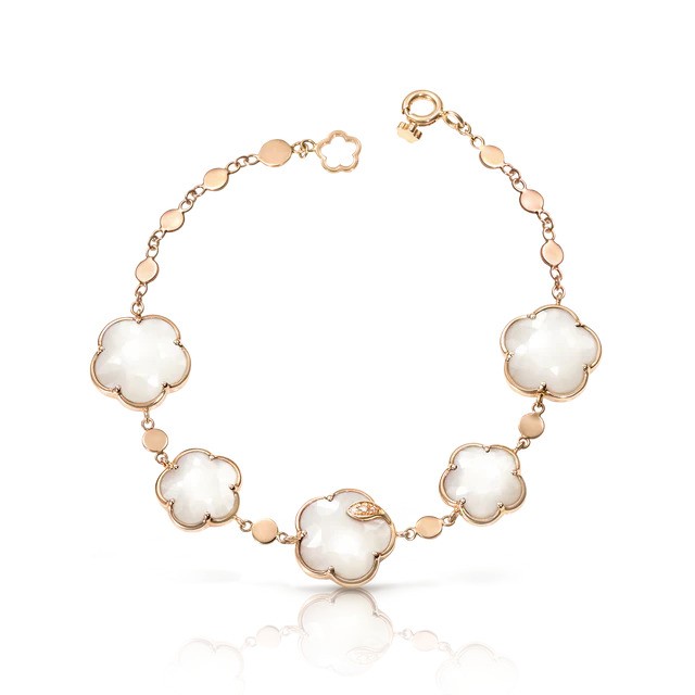 PASQUALE BRUNI 18K ROSE GOLD TON JOLI LUNAIRE BRACELET WITH PEARL OF THE MOON GEMSTONE AND DIAMONDS