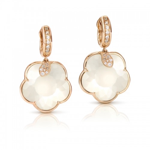 PASQUALE BRUNI 18K ROSE GOLD TON JOLI WHITE QUARTZ DIAMOND EARRINGS DIA-0.44. WHTS- STONE-22.34, GLD 9.87