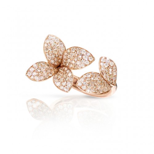 PASQUALE BRUNI 18K ROSE GOLD GIARDINI SEGRETI RING W/C DIAMONDS  SIZE 14. GLD-5.06 DIA-1.25