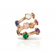 PASQUALE BRUNI 18K ROSE GOLD FIGLIA DEI FIORI COLOR STONES RING SIZE 15. DIA-0.01 OTHER-6.84 GLD-5.56