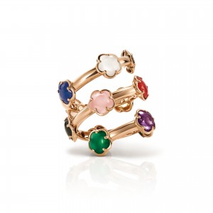 PASQUALE BRUNI 18K ROSE GOLD FIGLIA DEI FIORI COLOR STONES RING SIZE 15. DIA-0.01 OTHER-6.84 GLD-5.56