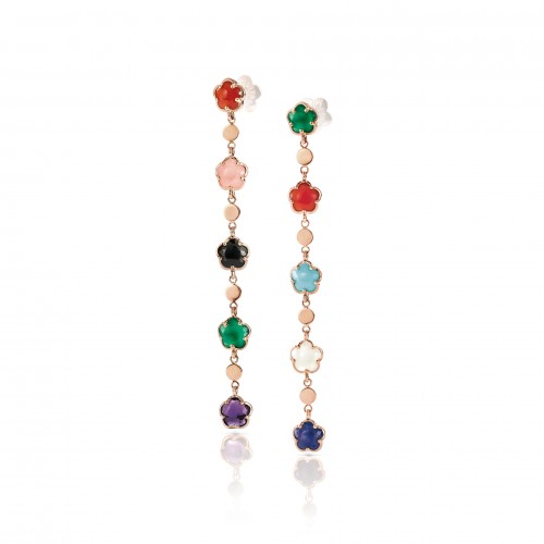PASQUALE BRUNI 18K Rose Gold Figlia dei Fiori Earrings with Diamonds and Multicolor Gemstones