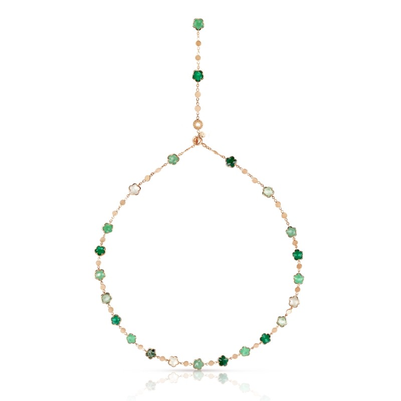 PASQUALE BRUNI 18K ROSE GOLD FIGLIA DEI FIORI GREEN,LT.GREEN AND MOP STONES. NECKLACE GLD-8.00 OTHER STONES-13.00