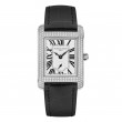 Classics Carrée Small Seconds with Diamond-Set Roman Numeral Dial and Black Leather Strap
