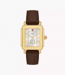 Deco Sport Mid Gold-Tone Brown Silicone Watch