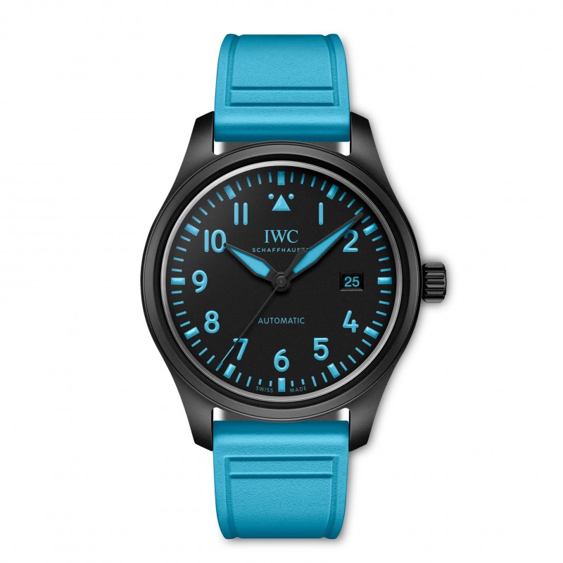 41MM Pilot's Watch Automatic George Russell in Black Ceramic with Blue Rubber Strap