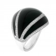 18K WG LUNA ONYX RING .71. WHITE GOLD AND ONYX WITH 4 ROWS OF CURVE DIAMONDS EXTENDED ACROSS RING