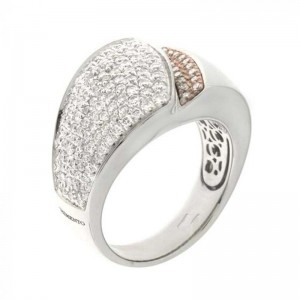 CHIMENTO POLISHED TAPERED SHANK WIDE PAVE TOP W/2 ROWS RG DIAMONDS 1CT. 