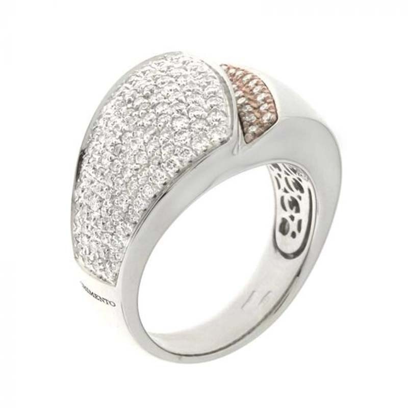 Chimento Polished Tapered Shank Wide Pave Top W/2 Rows Rg Diamonds 1Ct.