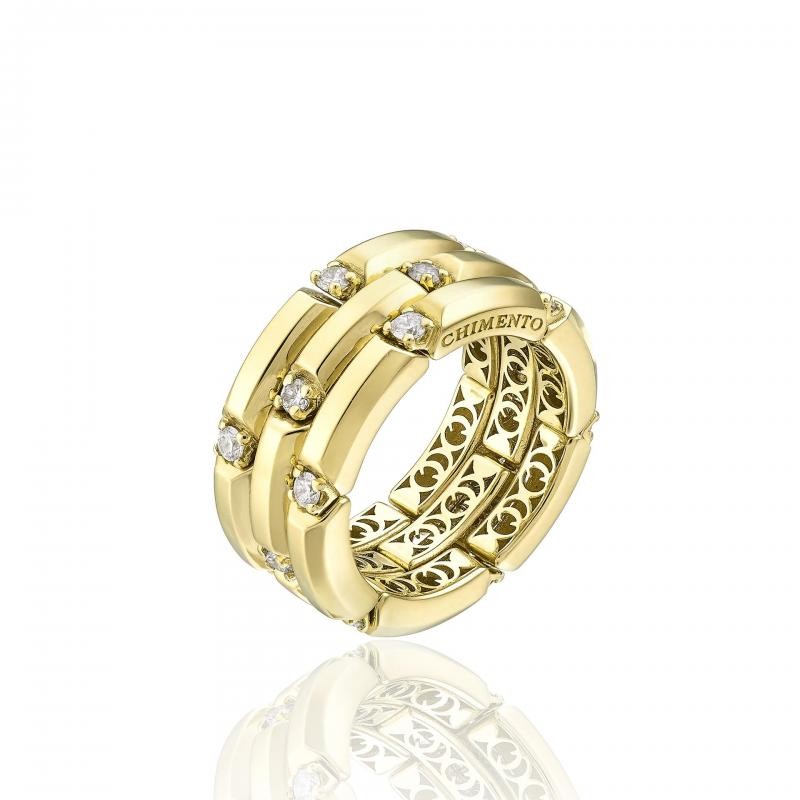 CHIMENTO 18K YELLOW GOLD AND DIAMOND CHOCOLAT RING