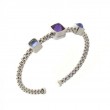 CHIMENTO WG STRETCH BRACELET W/2 BLUE TOPAZ & 1 AMETHYST.