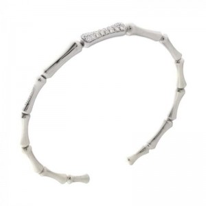 CHIMENTO WG THIN BAMBOO CUFF W/1 PAVE LINK.