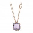 CHIMENTO RG THIN DOUBLE CHAIN W/PRONG SET FACETED SQUARE AMETHYST PENDANT.