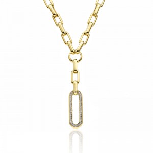 CHIMENTO 18K YELLOW GOLD X-TEND CHAIN PENDANT WITH DIAMONDS