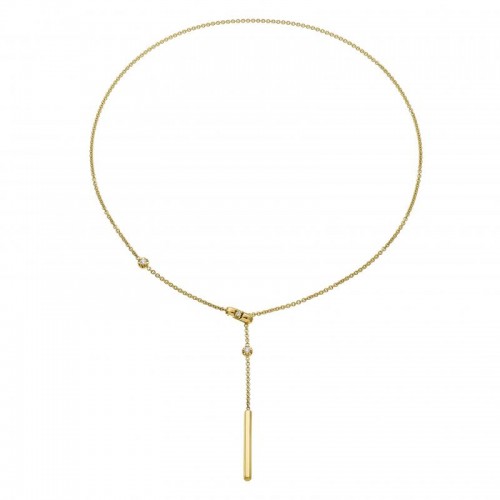 CHIMENTO  GIRCOLLO CHOCOLAT LARIAT NECKLACE IN 18K YELLOW GOLD WITH 3 DIAMONDS