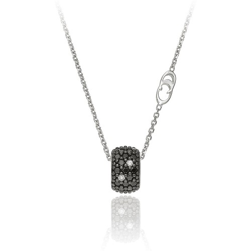 CHIMENTO FOREVER STAR PENDANT IN 18K WHITE GOLD WITH BLACK AND WHITE PAVE DIAMONDS