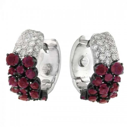 CHIMENTO WG HUGGIES DIAMONDS TOP RUBIES BOTTOM DIAS .55PTS RUBY 1.61CTS.