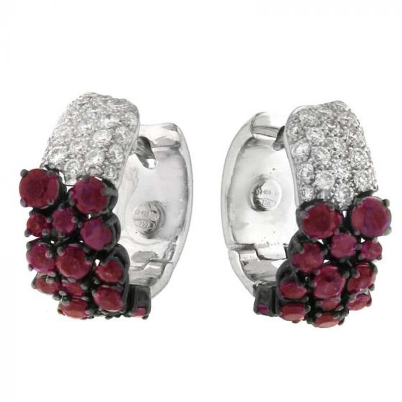 CHIMENTO WG HUGGIES DIAMONDS TOP RUBIES BOTTOM DIAS .55PTS RUBY 1.61CTS.