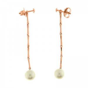 Chimento Bamboo Pearl Earrings Pavé