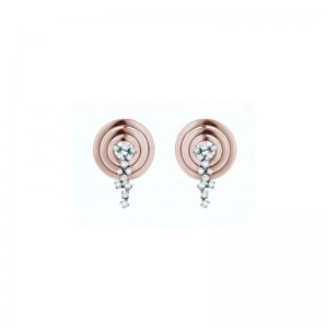 3 pink gold circels w/cluster dias drop SOPHIA LOREN COLLECTION.