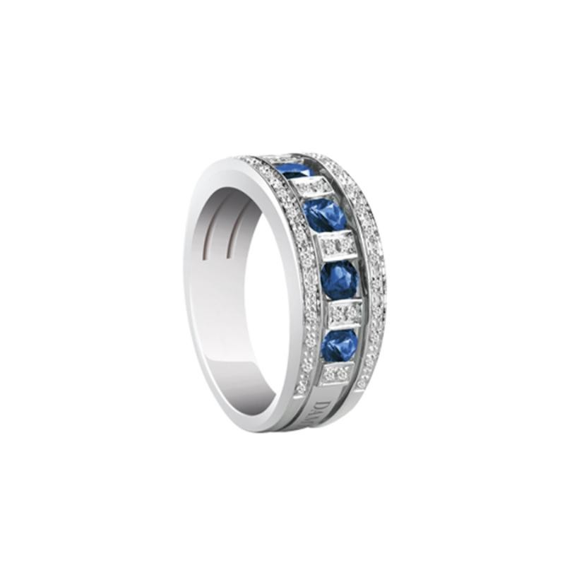 Damiani 18k white gold diamond and sapphire ring .850 sapphire diamond .18. 