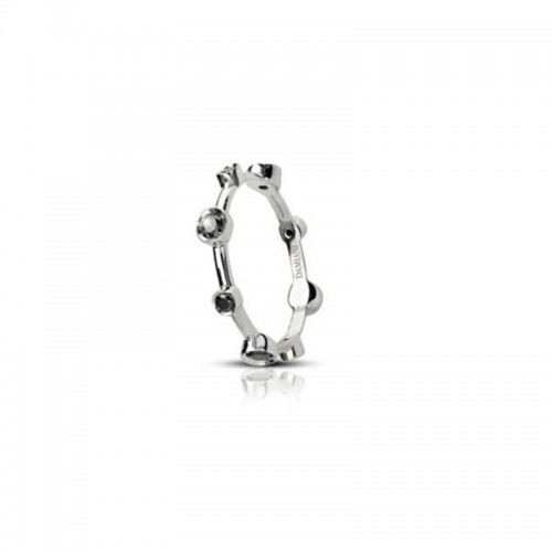 DAMIANI 18K WHITE GOLD WITH BLACK DIAMONDS MOON DROP RING SIZE 15 0.4000.