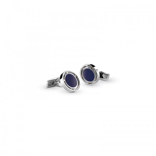 DAMIANI STEEL AND PINK GOLD LAPIS CUFFLINKS.