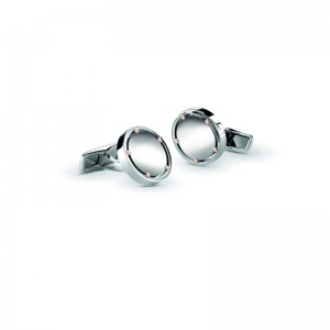 DAMIANI STEEL AND PINC GOLD DOTS CUFFLINKS.