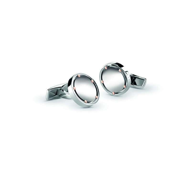 DAMIANI STEEL AND PINC GOLD DOTS CUFFLINKS.