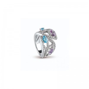 RING DIAMOND,L.BLUE TOPAZ, AMETHYST SIZE 13 10.00GRAMS .7040CT(DIAMONDS).