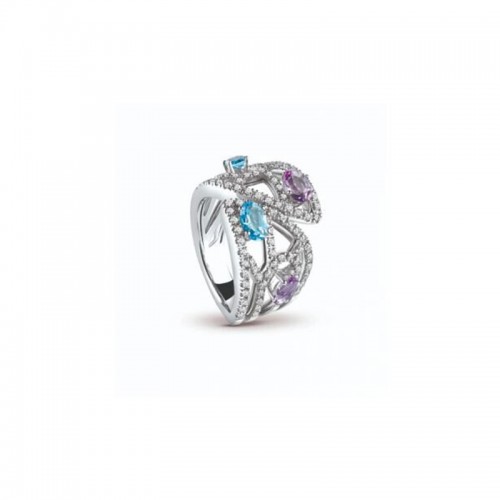 RING DIAMOND,L.BLUE TOPAZ, AMETHYST SIZE 13 10.00GRAMS .7040CT(DIAMONDS).