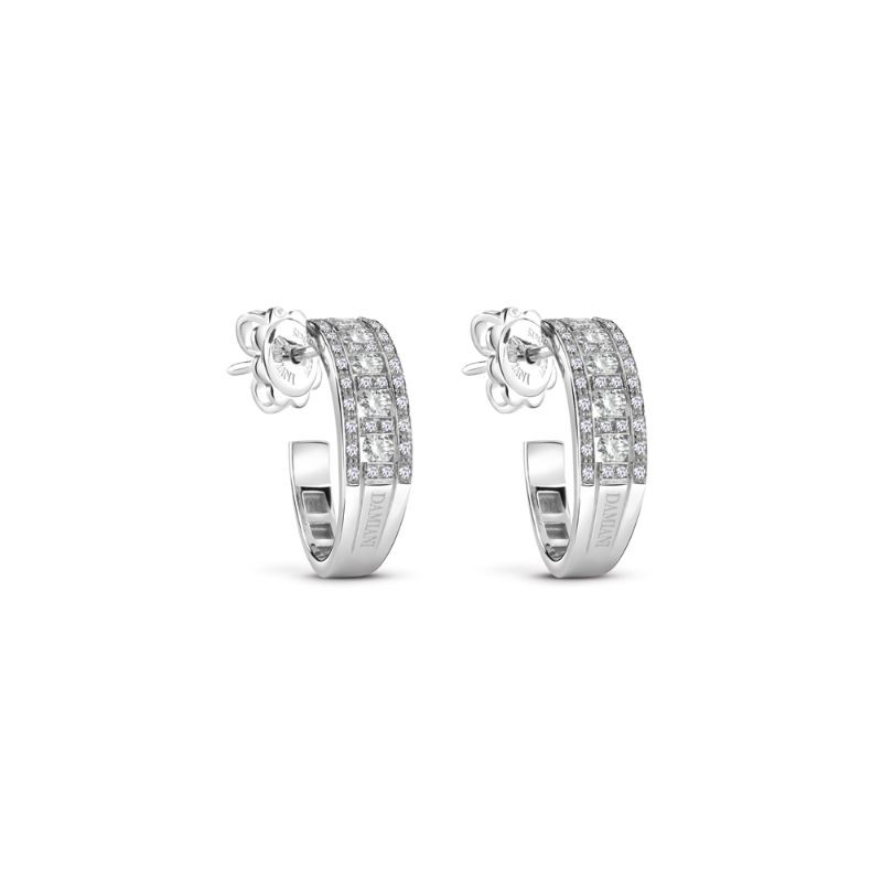 Damiani 18k White Gold Diamond Hoop Earrings 0.54ctw.