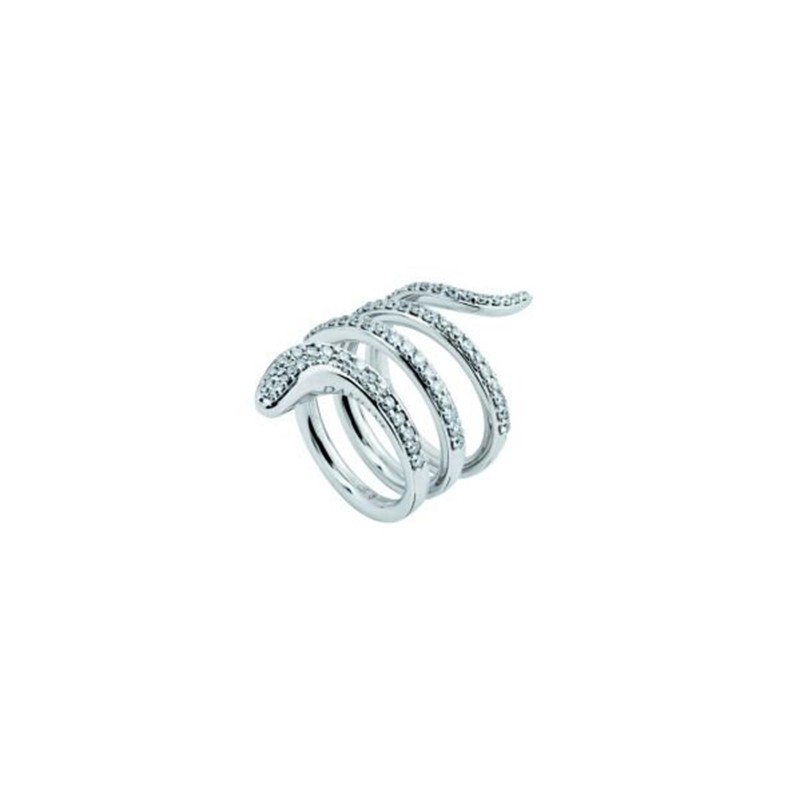 Damiani 18K White Gold Eden Diamond Snake Ring Size 15 0.9640.
