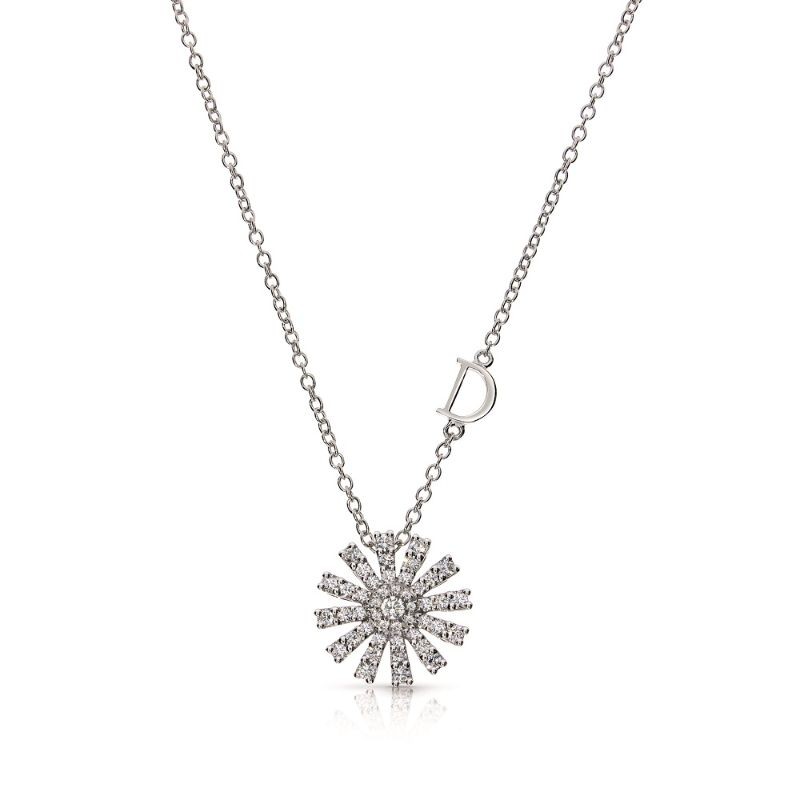 DAMIANI 18K WHITE GOLD DIAMOND MARGHERITA NECKLACE. 