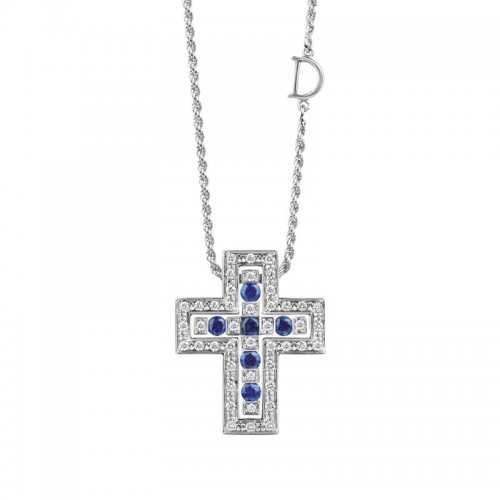 Damiani 18k white gold diamond and sapphire necklace sapphire .2770 diamond .420. 