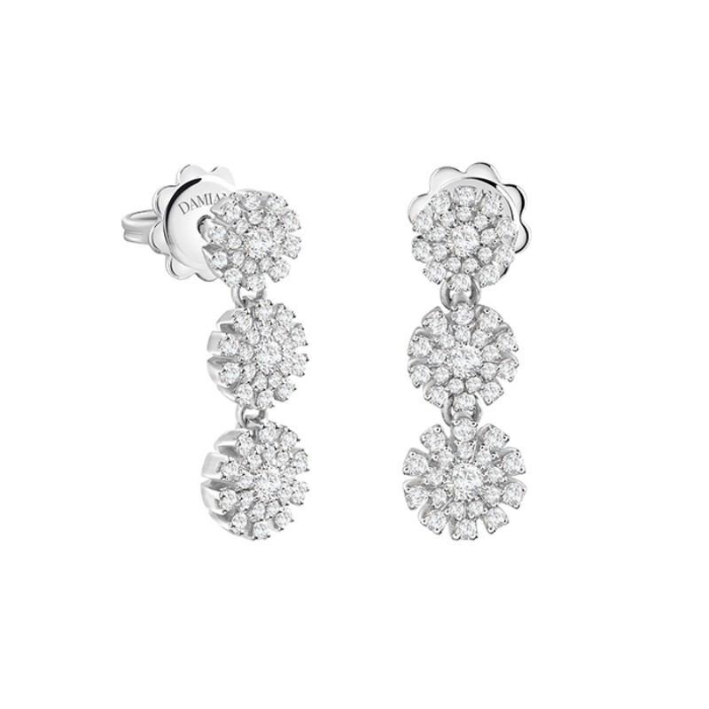 Damiani 18k White Gold Diamond Drop Earrings 0.71ctw.