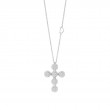 Damiani 18k White Gold Round Cross Diamond Necklace 0.62ctw.