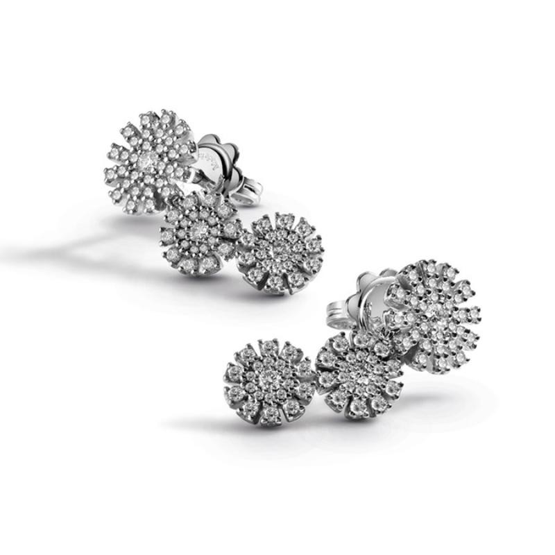 DAMIANI 18K WHITE GOLD DIAMOND MARGHARITA EARRINGS 0.07220. 