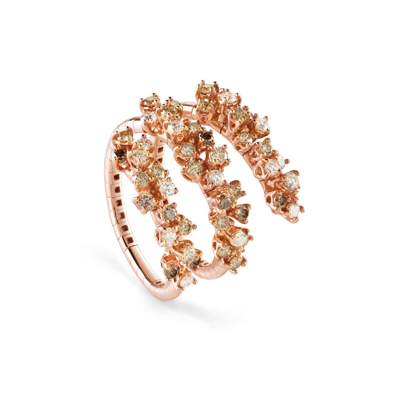 DAMIANI MIMOSA 18K PINK GOLD DIAMOND AND BROWN DIAMONDS 1.21CT.