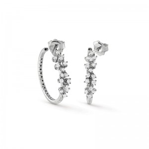 DAMIANI MIMOSA 18K WHITE GOLD AND DIAMOND EARRINGS 0.70CT