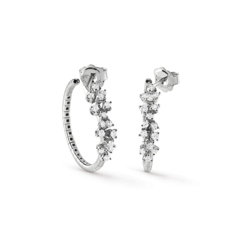 DAMIANI MIMOSA 18K WHITE GOLD AND DIAMOND EARRINGS 0.70CT