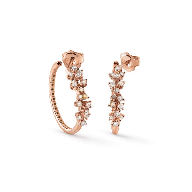 DAMIANI 18K ROSE GOLD BROWN DIAMOND MIMOSA EARRINGS 0.6900.